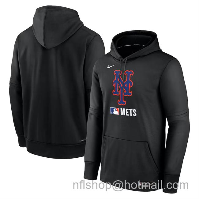 Men's New York Mets Black Collection Performance Pullover Hoodie