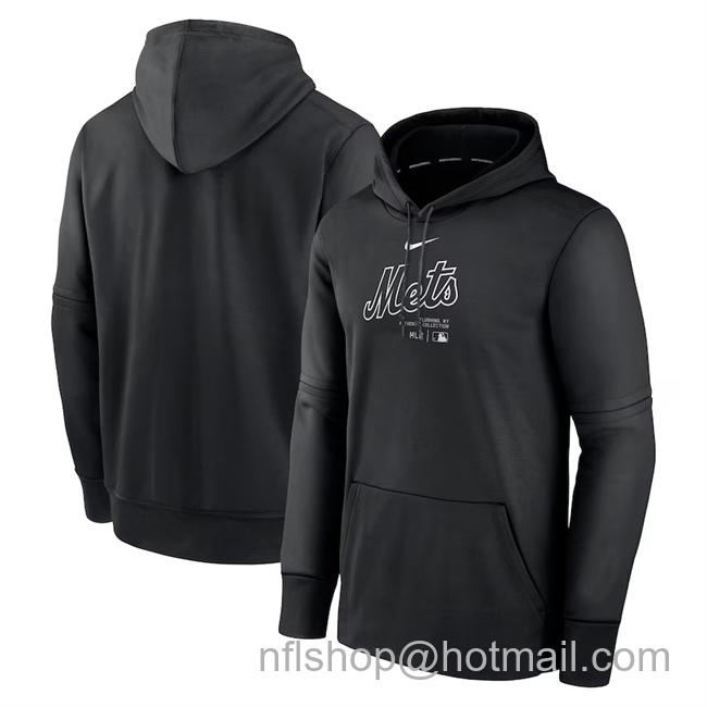 Men's New York Mets Black Collection Practice Performance Pullover Hoodie