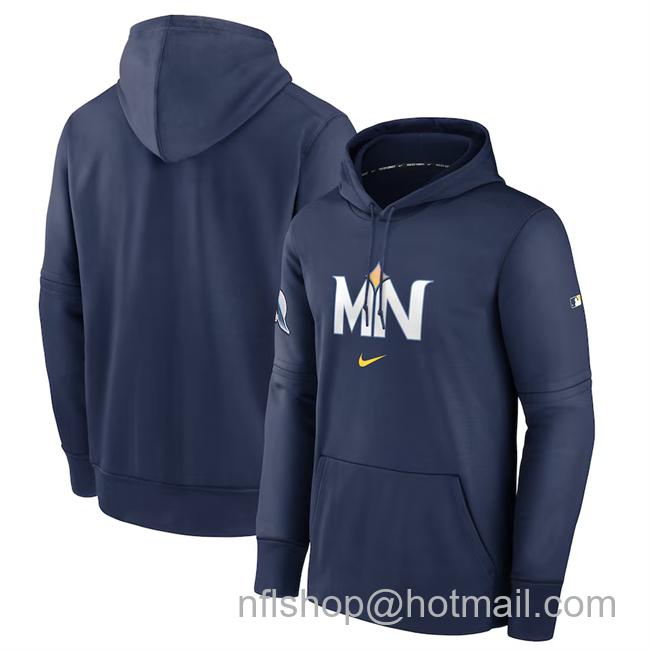 Men's Minnesota Twins Navy 2024 City Connect Collection Practice Performance Pullover Hoodie