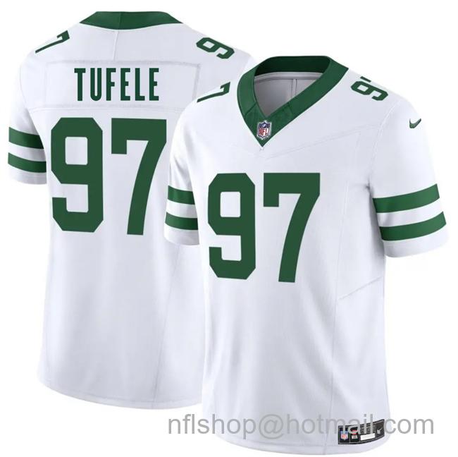 Men's New York Jets #97 Jay Tufele White 2025 F.U.S.E. Vapor Untouchable Limited Stitched Jersey