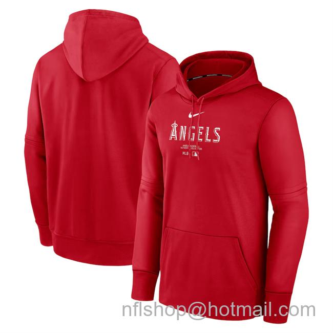 Men's Los Angeles Angels Red Collection Practice Performance Pullover Hoodie