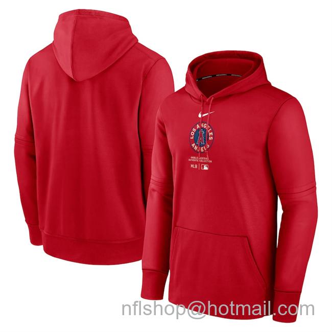 Men's Los Angeles Angels Red Collection City Connect Practice Performance Pullover Hoodie