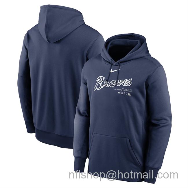Men's Atlanta Braves Navy Collection Practice Performance Pullover Hoodie