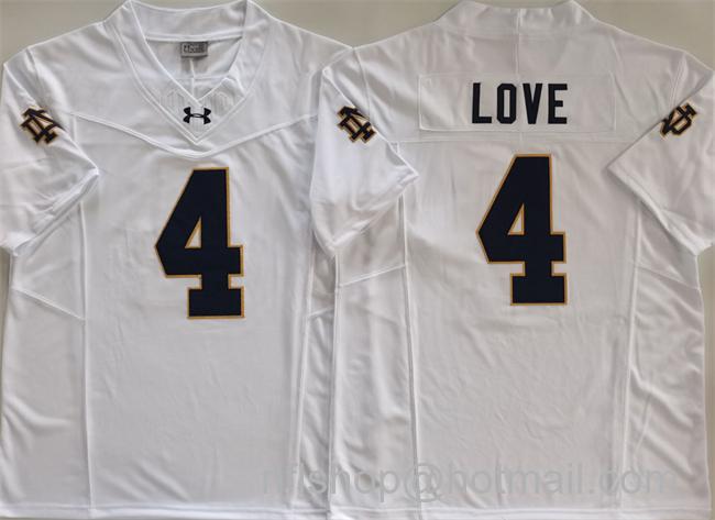 Men's Notre Dame Fighting Irish #4 Jeremiyah Love White 2024 F.U.S.E. Limited Stitched Jersey