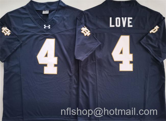 Men's Notre Dame Fighting Irish #4 Jeremiyah Love Navy 2025 F.U.S.E. Limited Stitched Jersey