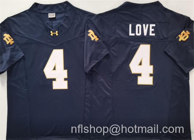 Men's Notre Dame Fighting Irish #4 Jeremiyah Love Navy 2024 F.U.S.E. Limited Stitched Jersey