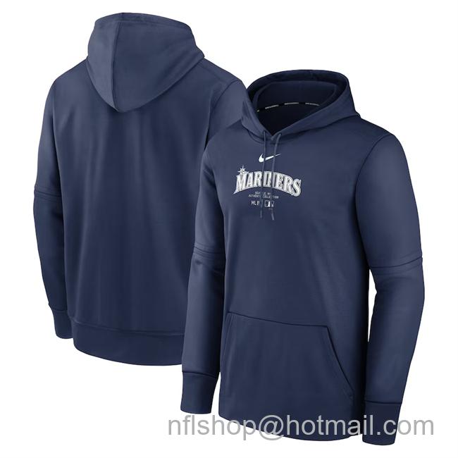 Men's Seattle Mariners Navy Collection Practice Performance Pullover Hoodie