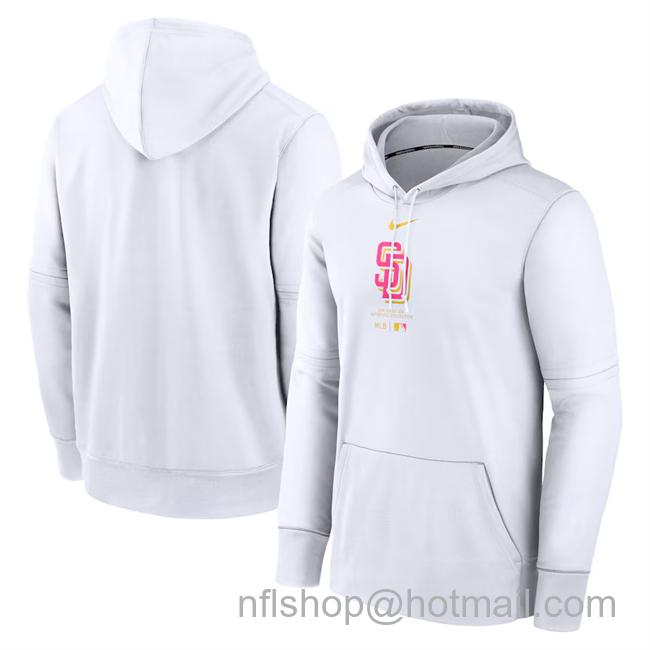 Men's San Diego Padres White Collection City Connect Practice Performance Pullover Hoodie