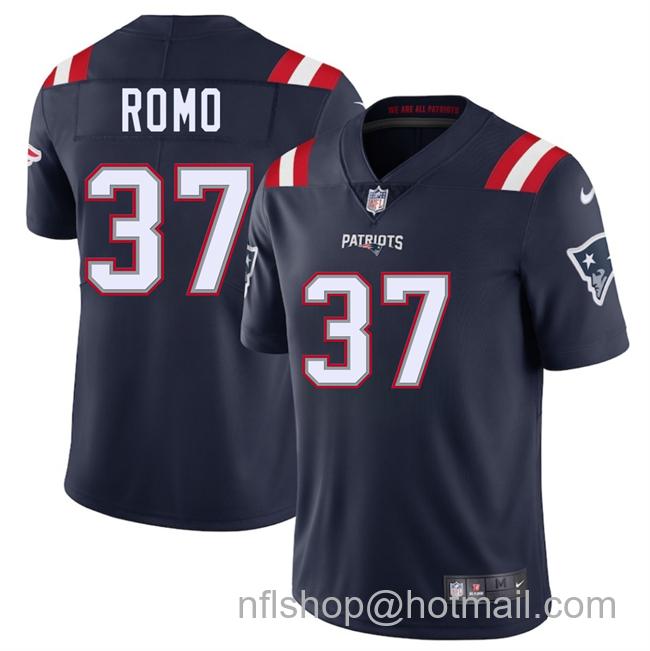 Men's New England Patriots #37 Parker Romo Navy 2025 Vapor Limited Stitched Football Jersey