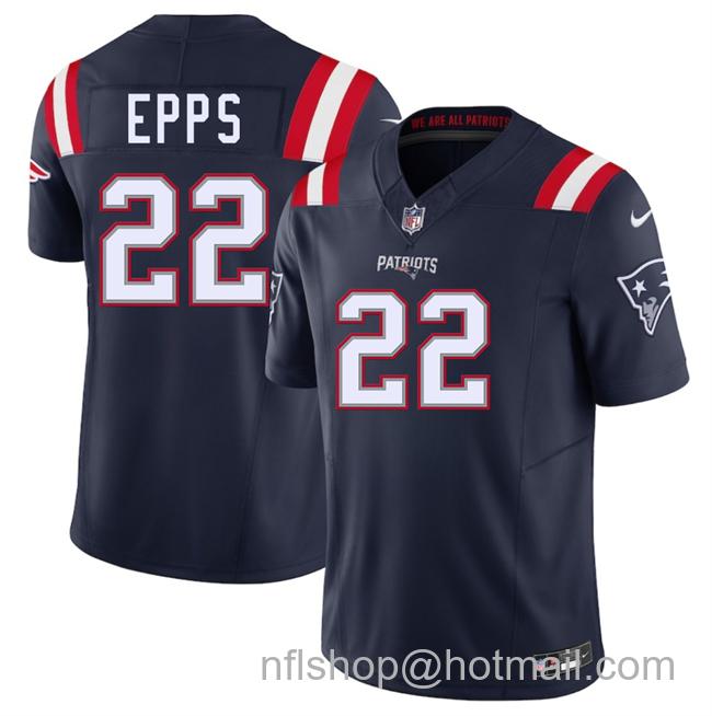 Men's New England Patriots #22 Marcus Epps Navy 2025 F.U.S.E. Vapor Limited Stitched Football Jersey