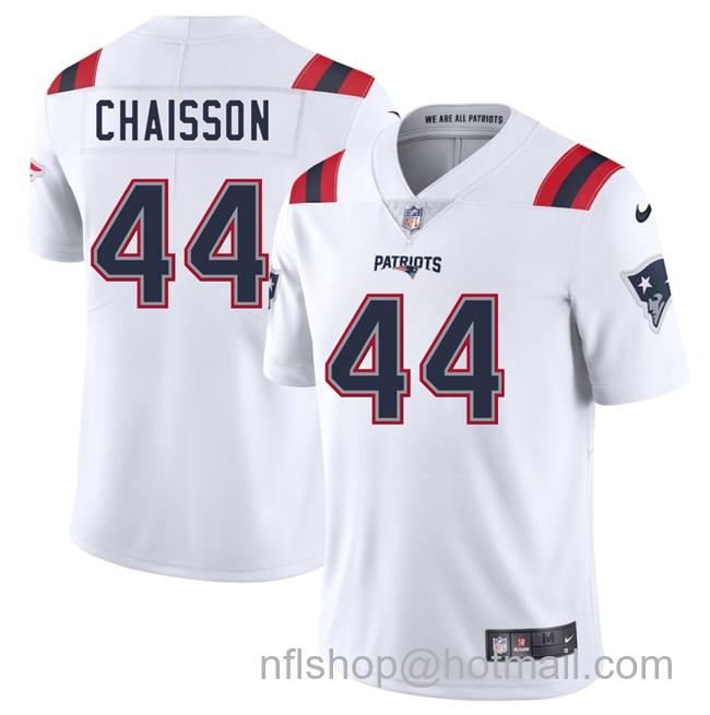 Men's New England Patriots #44 K'Lavon Chaisson White 2025 Vapor Limited Stitched Football Jersey