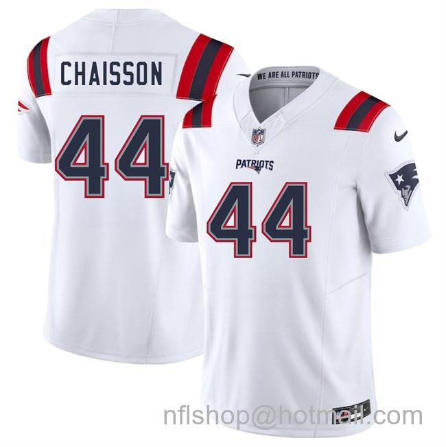 Men's New England Patriots #44 K'Lavon Chaisson White 2025 F.U.S.E. Vapor Limited Stitched Football Jersey