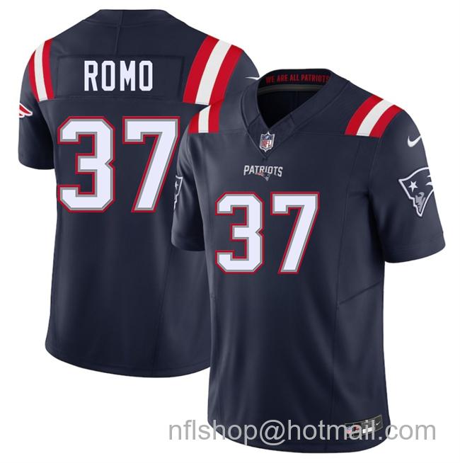 Men's New England Patriots #37 Parker Romo Navy 2025 F.U.S.E. Vapor Limited Stitched Football Jersey
