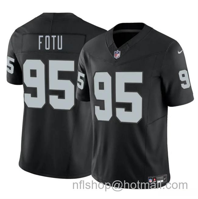 Men's Las Vegas Raiders #95 Leki Fotu Black 2025 F.U.S.E. Vapor Stitched Football Jersey