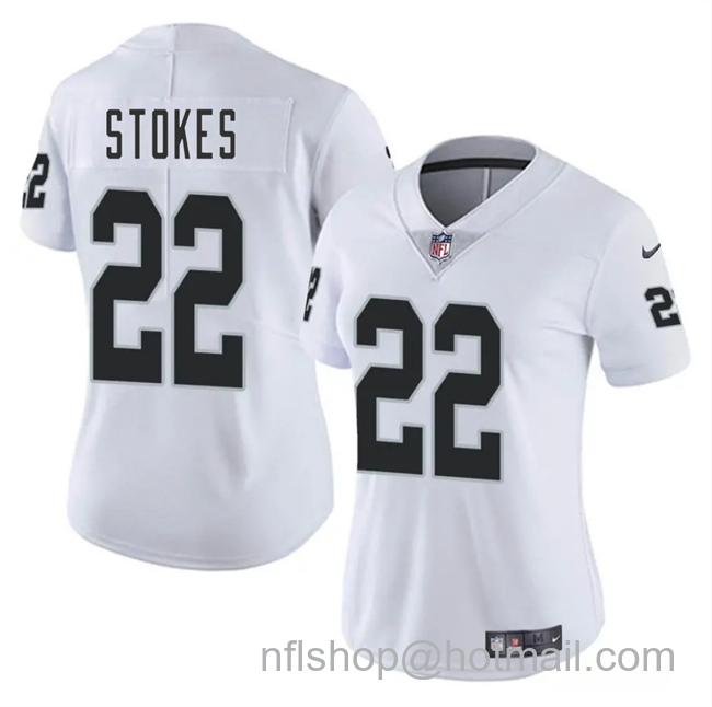 Women's Las Vegas Raiders #22 Eric Stokes White 2025 Vapor Stitched Jersey