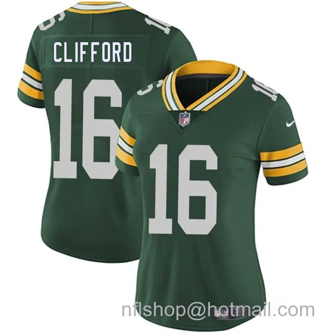 Women's Green Bay Packers #16 Sean Clifford Green 2025 Vapor Untouchable Limited Stitched Jersey