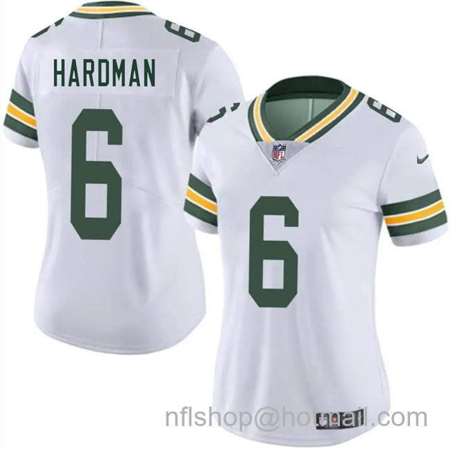 Women's Green Bay Packers #6 Mecole Hardman White 2025 Vapor Untouchable Limited Stitched Jersey