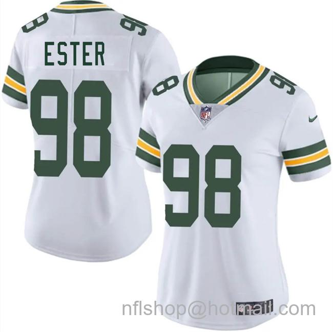 Women's Green Bay Packers #98 James Ester White 2025 Vapor Untouchable Limited Stitched Jersey