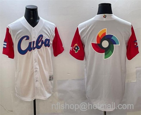 Men's Cuba Baseball White World Baseball Big Logo Classic Stitched Jersey