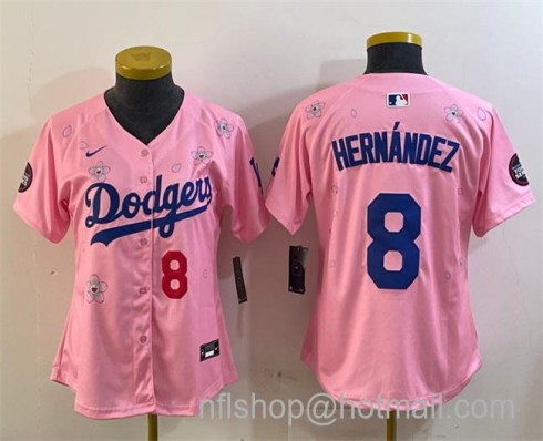 Youth Los Angeles Dodgers #8 Enrique Hernandez Pink 2025 Tokyo Series Limited Stitched Baseball Jersey