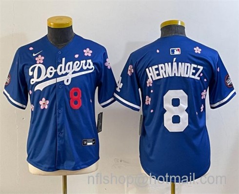 Youth Los Angeles Dodgers #8 Enrique Hernandez Royal 2025 Tokyo Series Limited Stitched Baseball Jersey