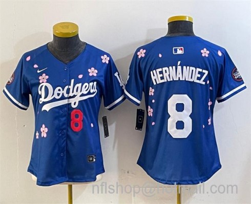 Women's Los Angeles Dodgers #8 Enrique Hernandez Royal 2025 Tokyo Series Limited Stitched Baseball Jersey