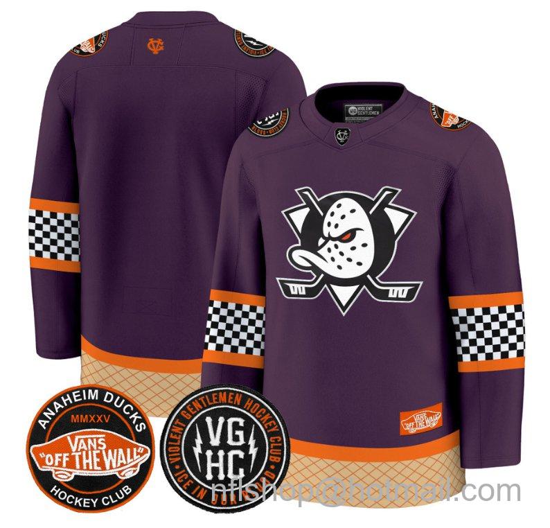 Men's Anaheim Ducks Blank Checkerboard 2025 Premium Stitched Purple Jersey