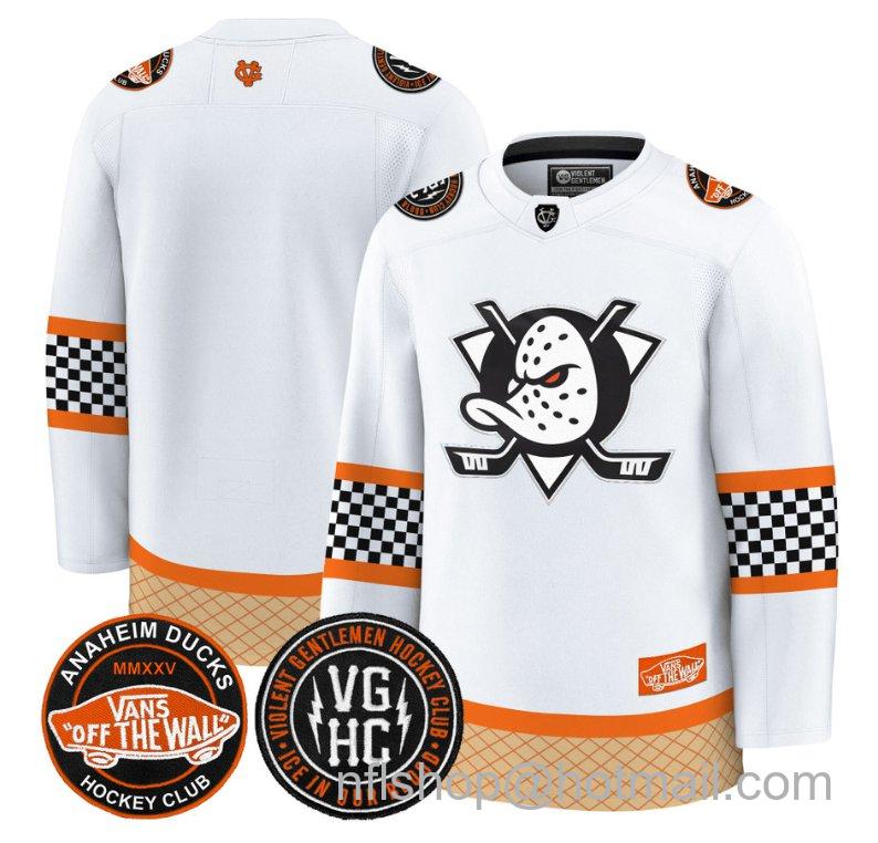 Men's Anaheim Ducks Blank Checkerboard 2025 Premium Stitched White Jersey