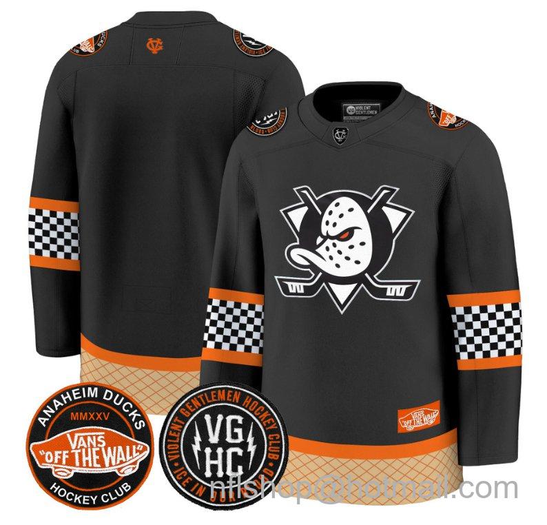Men's Anaheim Ducks Blank Checkerboard 2025 Premium Stitched Black Jersey
