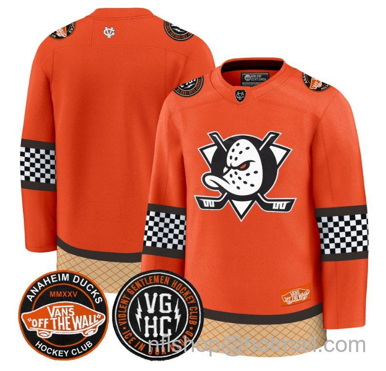 Men's Anaheim Ducks Blank Checkerboard 2025 Premium Stitched Orange Jersey