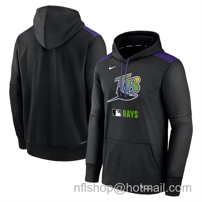 Men's Tampa Bay Rays Black Collection Performance Pullover Hoodie