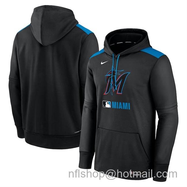Men's Miami Marlins Black Collection Performance Pullover Hoodie