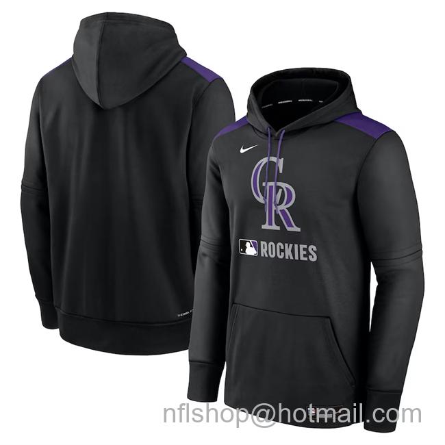 Men's Colorado Rockies Black Collection Performance Pullover Hoodie