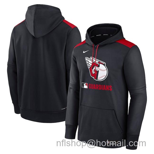 Men's Cleveland Guardians Navy Collection Performance Pullover Hoodie