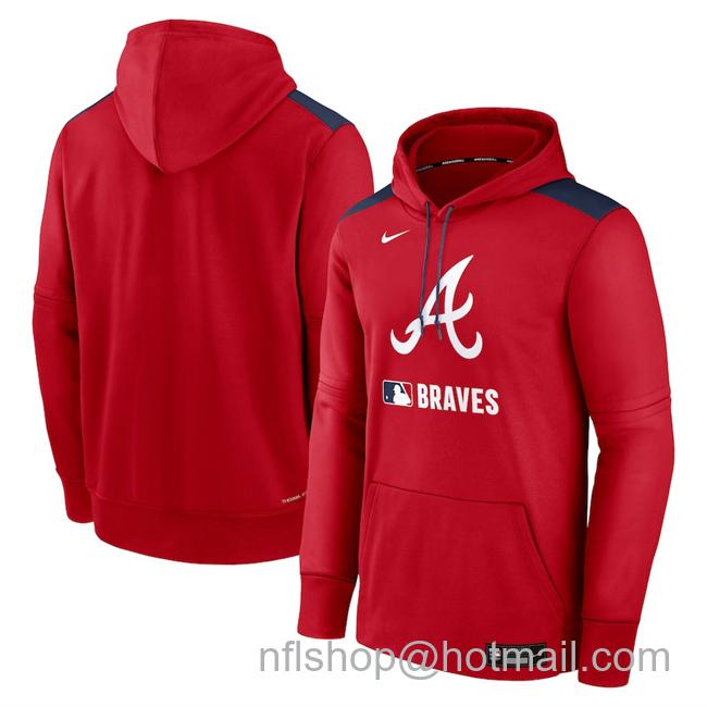 Men's Atlanta Braves Red Collection Performance Pullover Hoodie