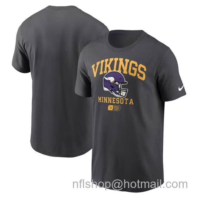 Men's Minnesota Vikings Anthracite Helmet Essential T-Shirt