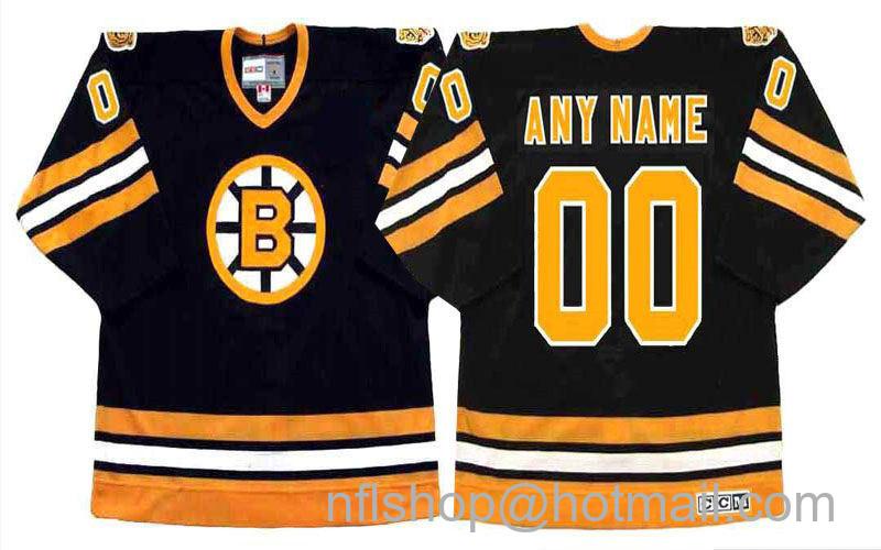 Men's Boston Bruins Custom Throwback Black 1990 Stitched Hockey Jersey