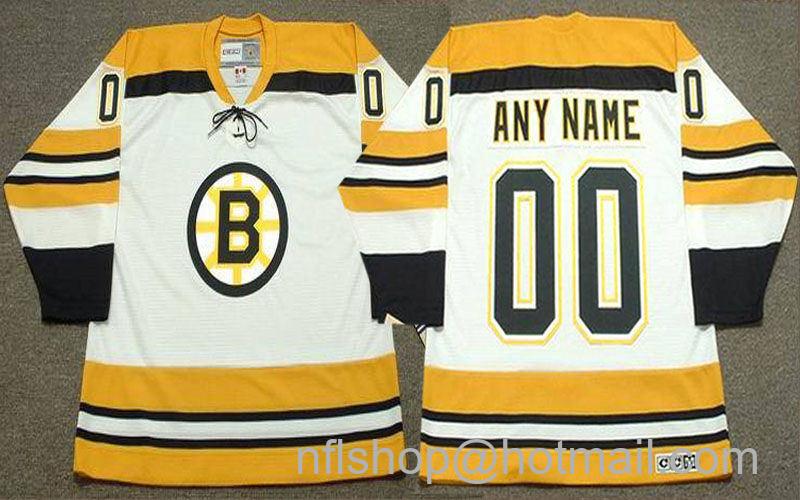 Men's Boston Bruins Custom Throwback White 1970 Stitched Hockey Jersey