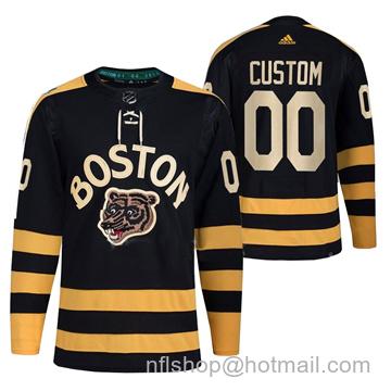 Men's Boston Bruins Custom Authentic 2023 Winter Classic Black Stitched Hockey Jersey