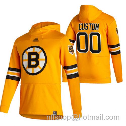 Men's Boston Bruins Custom Printing Reverse Retro Hoodie Yellow