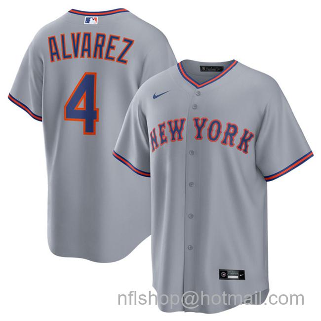 Men's New York Mets #4 Francisco Alvarez Grey 2025 Limited Stitched Baseball Jersey
