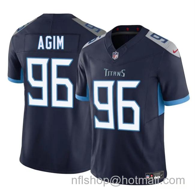 Men's Tennessee Titans #96 McTelvin Agim Navy 2025 F.U.S.E. Vapor Limited Stitched Football Jersey