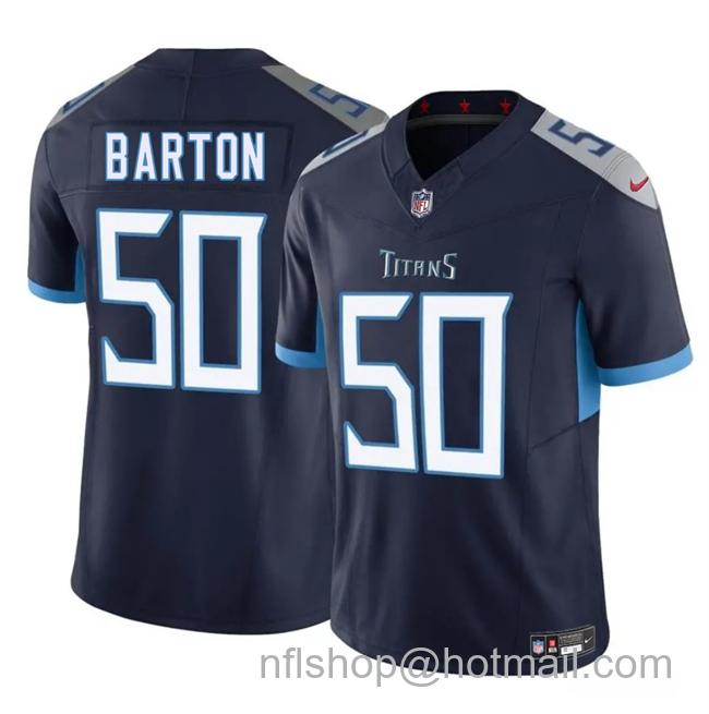 Men's Tennessee Titans #50 Cody Barton Navy 2025 F.U.S.E. Vapor Limited Stitched Football Jersey