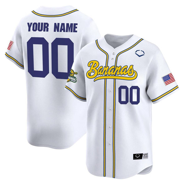 Youth Savannah Bananas Active Player Custom White Vapor Limited Stitched Baseball Jersey