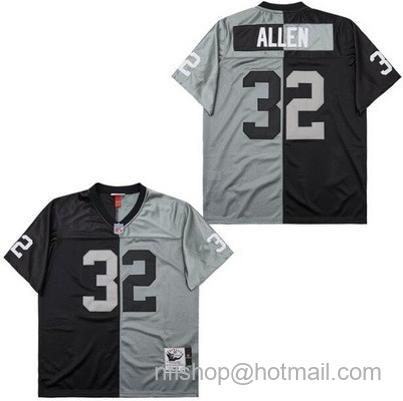 Men's Oakland Raiders #32 Marcus Allen Black Gray Split 1985 Throwback Jersey