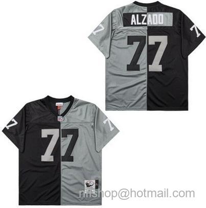 Men's Oakland Raiders #77 Lyle Alzado Black Gray Split 1983 Throwback Jersey