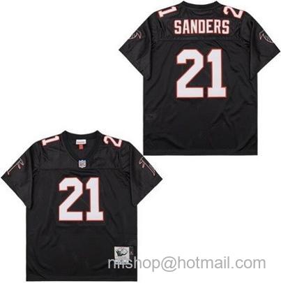 Men's Atlanta Falcons #21 Deion Sanders Black 1992 Throwback Jersey