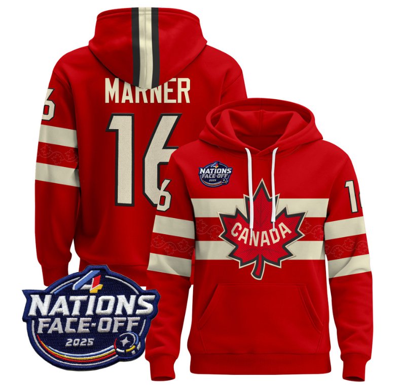 Men's Mitch Marner Hoodie #16 Canada 4 Nations Face-Off 2025 Pullover V2 Red