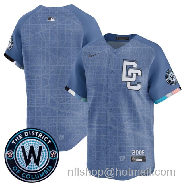Men's Washington Nationals Blank Blue 2025 City Connect Limited Stitched Baseball Jersey