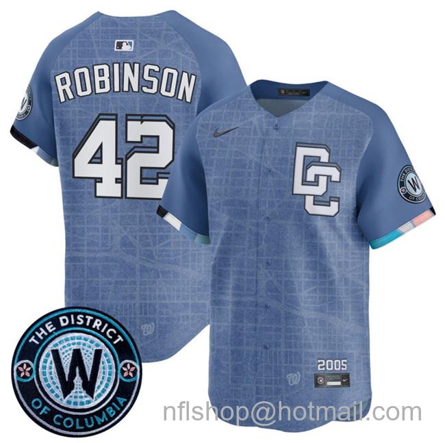 Men's Washington Nationals #42 Jackie Robinson Blue 2025 City Connect Limited Stitched Baseball Jersey
